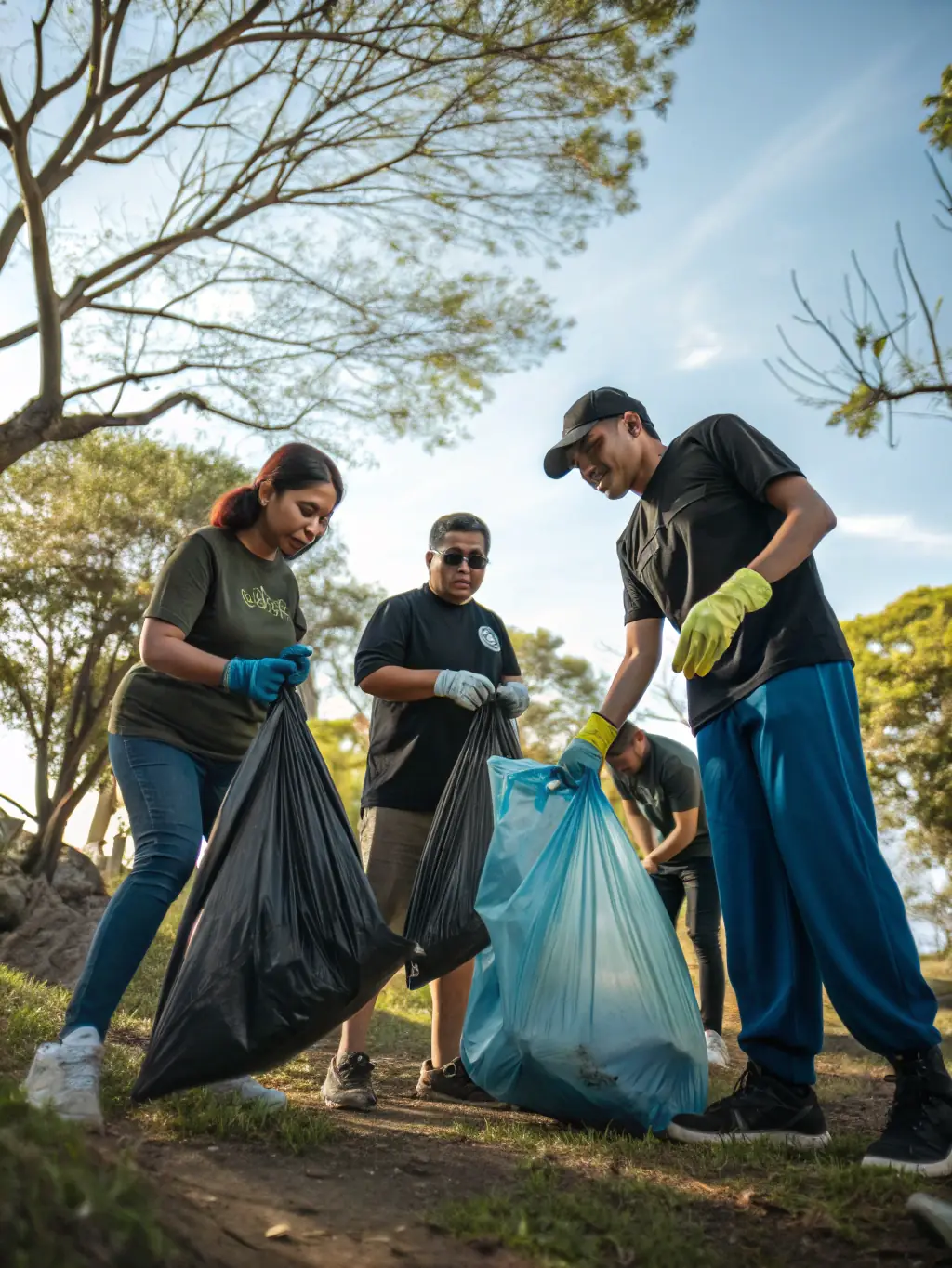 A photograph depicting volunteers cleaning and restoring a historical monument, showcasing community involvement in heritage preservation.